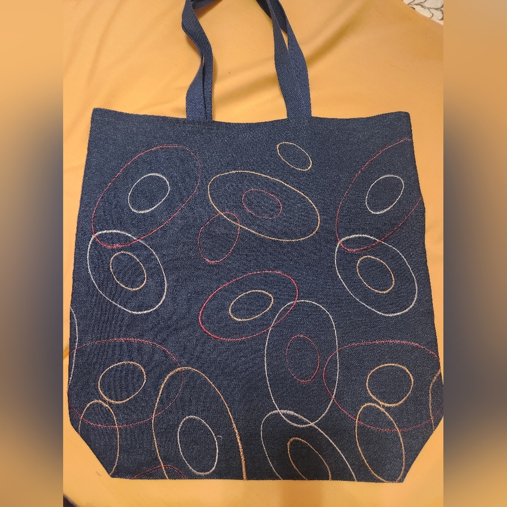 Handmade Blue Denim Tote Bag - Picture 3 of 4